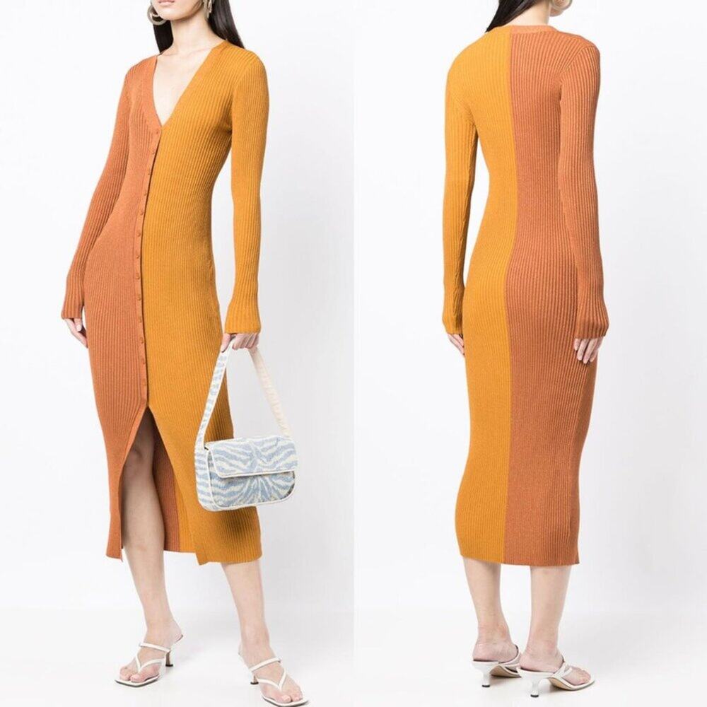 NEW! STAUD Ribbed Knit Button-up Dress in size xs